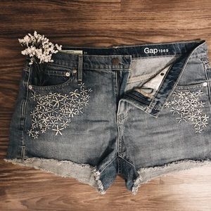 Denim Shorts with Floral Detail